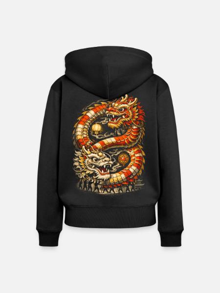 Dragon Dance Drachentanz - Frauen Premium Bio Zip Hoodie - Schwarz