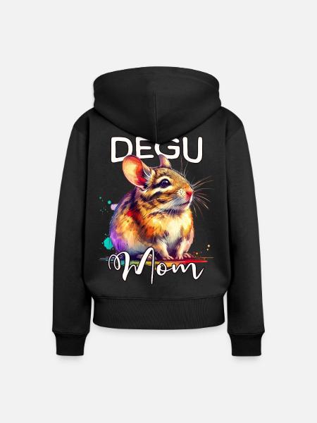 Degu Mama - Frauen Premium Bio Zip Hoodie - Schwarz