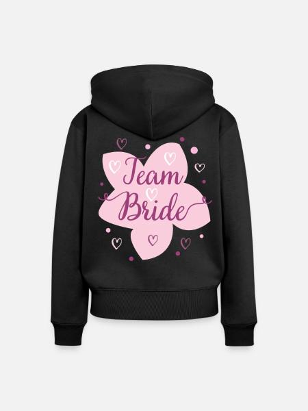 Hochzeit Team Bride Blüten Design - Frauen Premium Bio Zip Hoodie - Schwarz