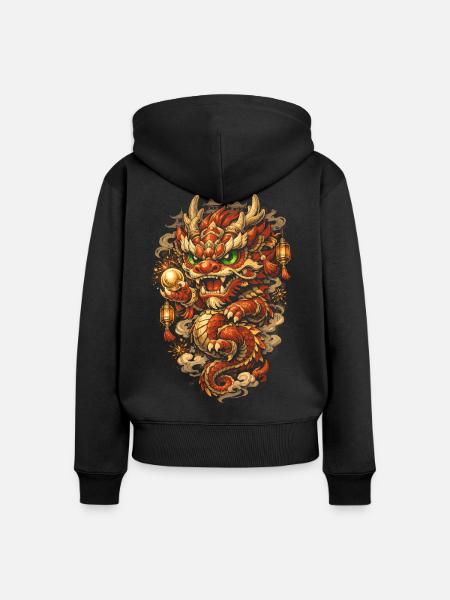 Dragon Dance Drachentanz - Frauen Premium Bio Zip Hoodie - Schwarz