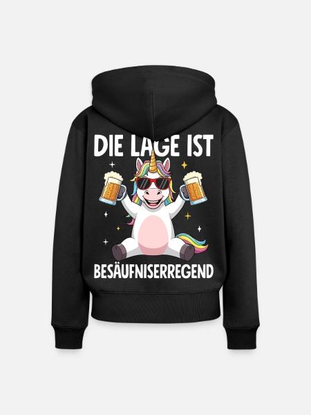 Die Lage Ist Besäufniserregend - Frauen Premium Bio Zip Hoodie - Schwarz