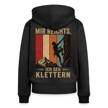 Mir reichts Ich geh klettern Retro Bergsport - Frauen Premium Bio Zip Hoodie - Schwarz - Hinten - Julia (174cm)