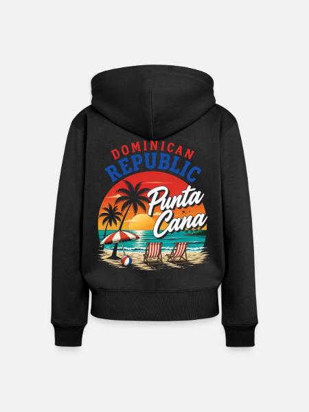 Punta Cana Sunset Beach Kunst - Frauen Premium Bio Zip Hoodie - Schwarz