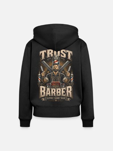 Barber Barbier Trust The Barber - Frauen Premium Bio Zip Hoodie - Schwarz