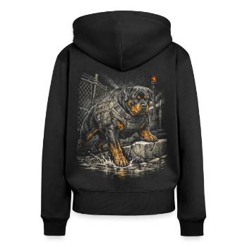 Rottweiler Hund - Frauen Premium Bio Zip Hoodie - Schwarz - Hinten - Julia (174cm)