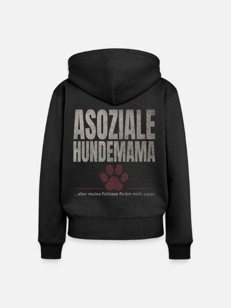 Asoziale Hundemama Fellnase - Frauen Premium Bio Zip Hoodie - Schwarz