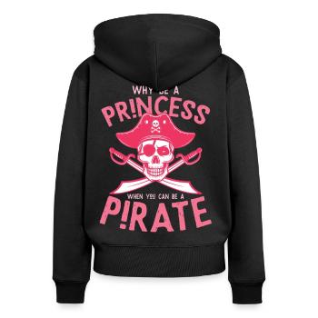 Princess or Pirate Girl Power Design - Women's Premium Organic Zip Hoodie - black - Back - Julia (174cm)