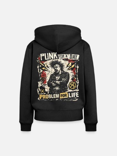Punk For A Day - Frauen Premium Bio Zip Hoodie - Schwarz