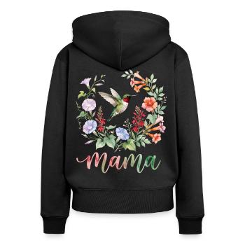 Ruby Throated Hummingbird Mama Mom - Women's Premium Organic Zip Hoodie - black - Back - Julia (174cm)