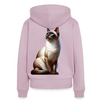 Siamkatze - Frauen Premium Bio Zip Hoodie - Altrosa - Hinten - Julia (174cm)
