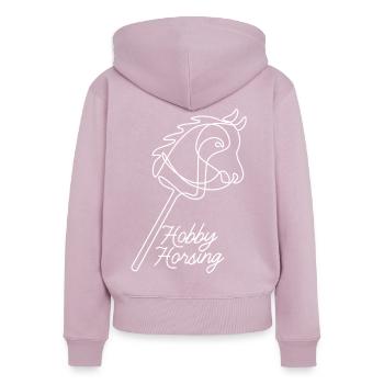 Hobby Horsing | Reiten | Sport | Geschenk - Frauen Premium Bio Zip Hoodie - Altrosa - Hinten - Julia (174cm)