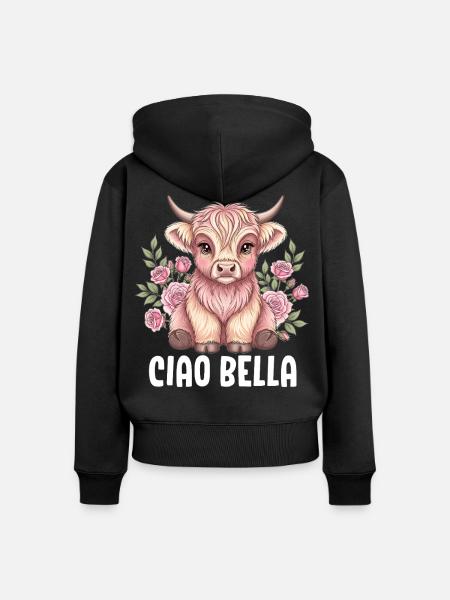 Ciao Bella - Frauen Premium Bio Zip Hoodie - Schwarz