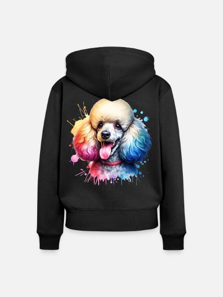 Pudel Motiv - Frauen Premium Bio Zip Hoodie - Schwarz