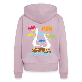 Maman Mouette Drôle Maman Mouettes Humour de la fête des mères - Sweat à capuche zippé Premium bio Femme - rose poudré - Dos - Julia (174cm)