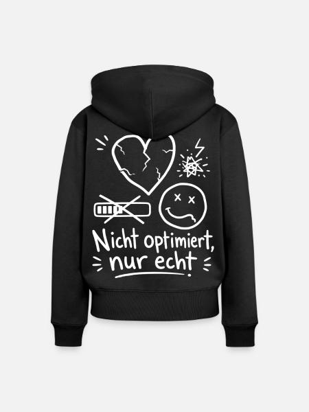 Nicht Optimiert Nur Echt - Frauen Premium Bio Zip Hoodie - Schwarz