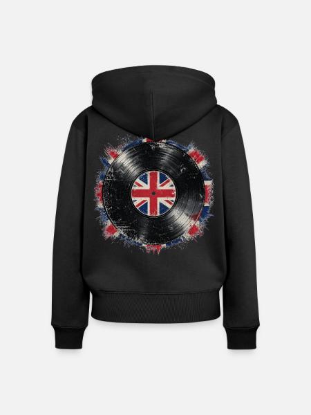 British Vinyl Flag - Frauen Premium Bio Zip Hoodie - Schwarz