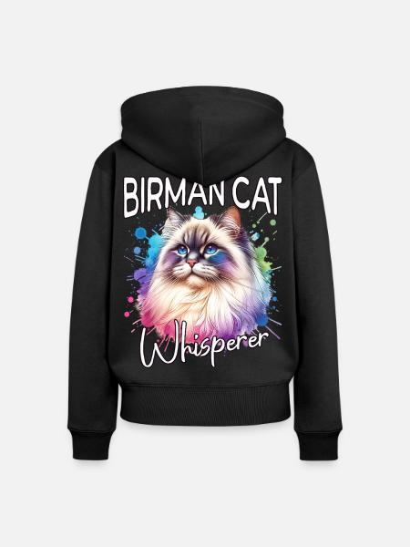 Birma Katze Flüsterer - Frauen Premium Bio Zip Hoodie - Schwarz