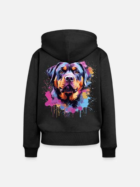 Rottweiler Bunker Splash Art Hund - Frauen Premium Bio Zip Hoodie - Schwarz