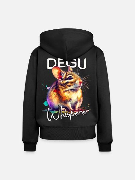 Degu Flüsterer - Frauen Premium Bio Zip Hoodie - Schwarz
