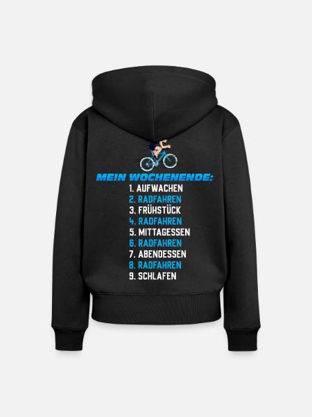 Mein Wochenend-Plan: Radfahren Nonstop - Frauen Premium Bio Zip Hoodie - Schwarz