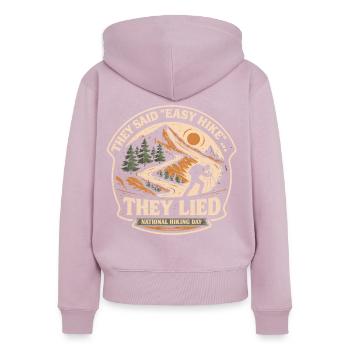 Wandertag Wandern Wanderung - Frauen Premium Bio Zip Hoodie - Altrosa - Hinten - Julia (174cm)