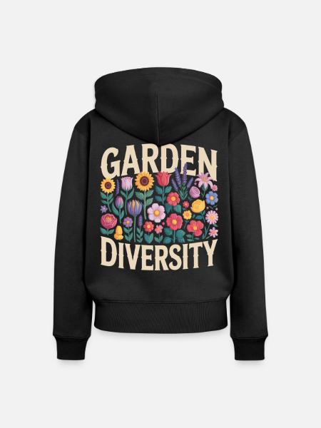 Garden Diversity Blumen Garten - Frauen Premium Bio Zip Hoodie - Schwarz