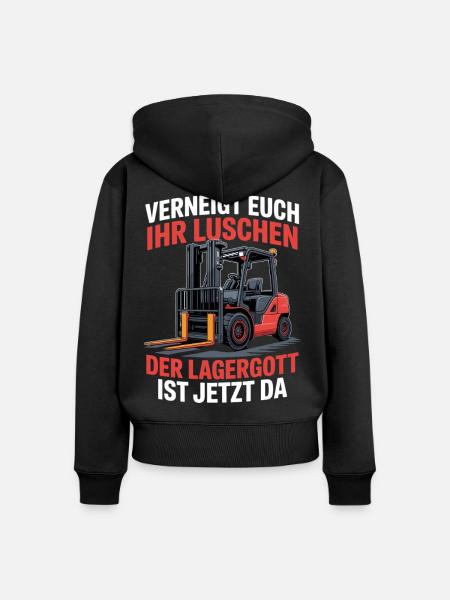Lagerist - Frauen Premium Bio Zip Hoodie - Schwarz