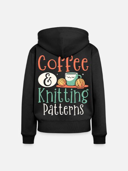 Kaffee Stricken Strickerin - Frauen Premium Bio Zip Hoodie - Schwarz