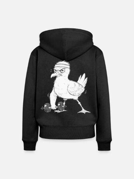 Möwe Fitness - Frauen Premium Bio Zip Hoodie - Schwarz