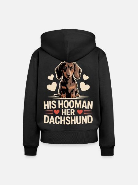 Dackel Hooman - Frauen Premium Bio Zip Hoodie - Schwarz