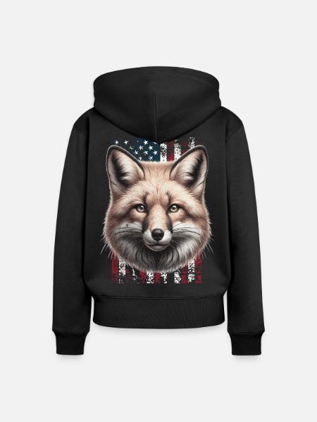Fox US Rotfuchs Fuchs - Frauen Premium Bio Zip Hoodie - Schwarz