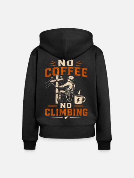 Lineman Kaffee Stromleitung Elektriker - Frauen Premium Bio Zip Hoodie - Schwarz