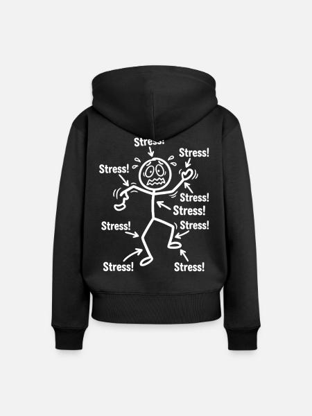 Stress Strichmännchen Pfeile - Frauen Premium Bio Zip Hoodie - Schwarz