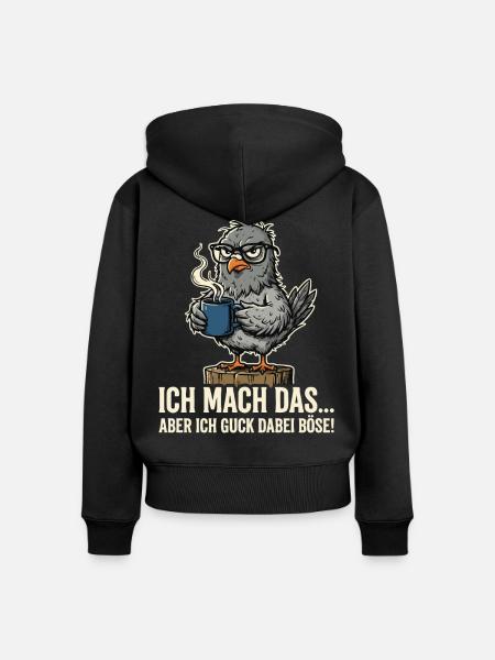 Taube Kaffee - Frauen Premium Bio Zip Hoodie - Schwarz