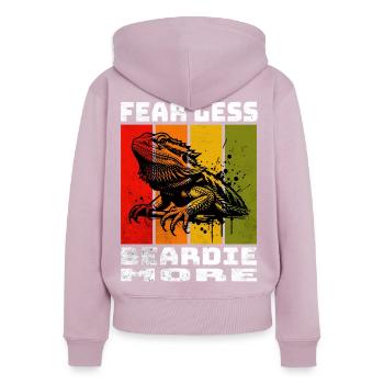 Dragon barbu - Sweat à capuche zippé Premium bio Femme - rose poudré - Dos - Julia (174cm)