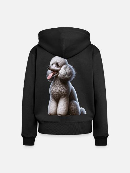 Pudel Poodle - Frauen Premium Bio Zip Hoodie - Schwarz
