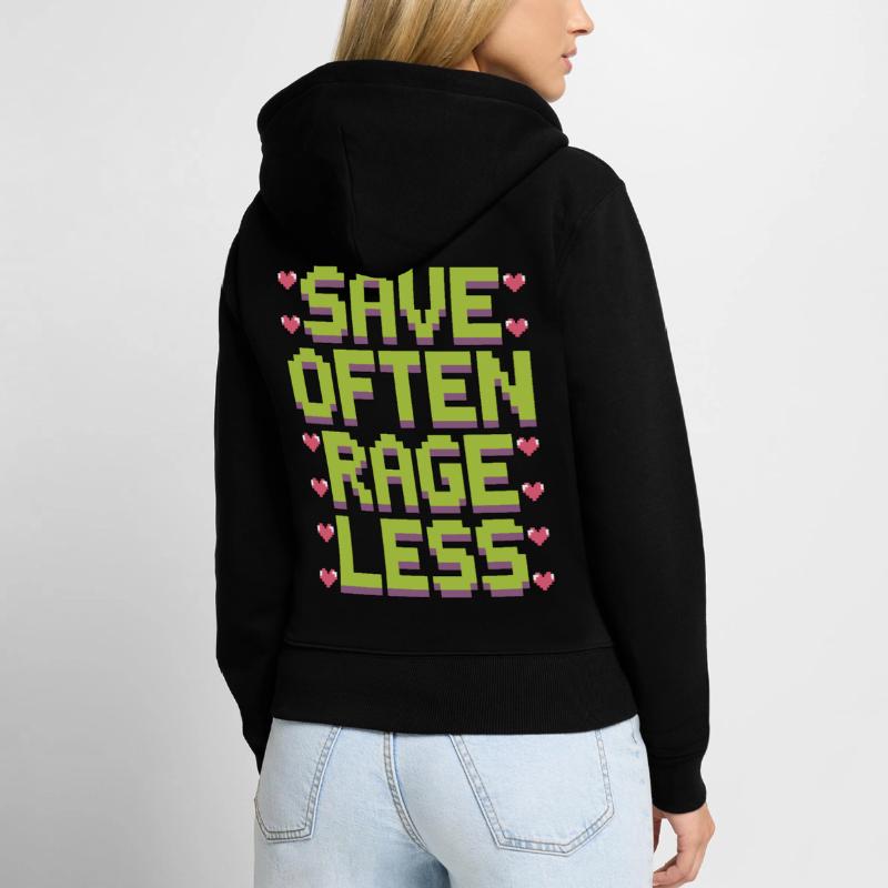 Game Developer Save Often Rage Less Web Developer Frauen Premium Bio Zip Hoodie