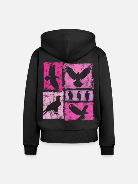 Adler Retro Grafik Silhouetten - Frauen Premium Bio Zip Hoodie - Schwarz