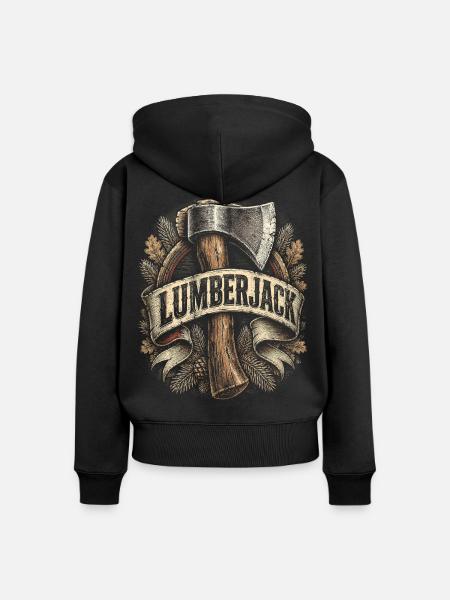 Holzfäller Baumfäller Waldarbeiter - Frauen Premium Bio Zip Hoodie - Schwarz