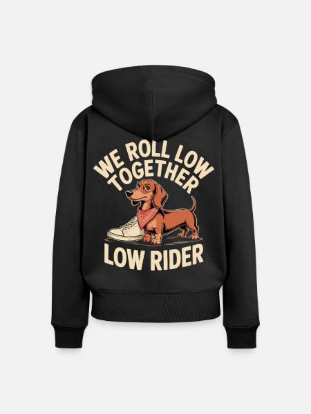 Rider Hund mit Sneaker - Frauen Premium Bio Zip Hoodie - Schwarz