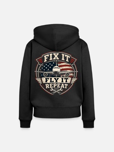 Luftfahrt Wartung Flugzeug Technik Profi - Frauen Premium Bio Zip Hoodie - Schwarz