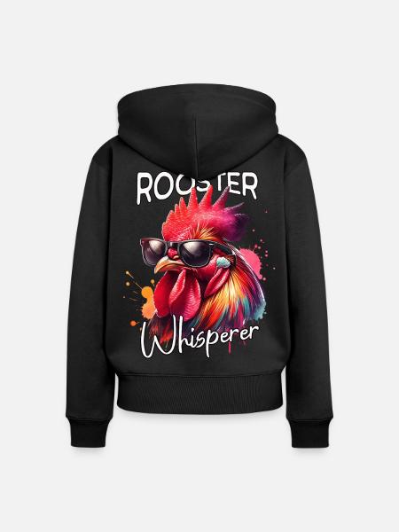 Hahn Flüsterer - Frauen Premium Bio Zip Hoodie - Schwarz