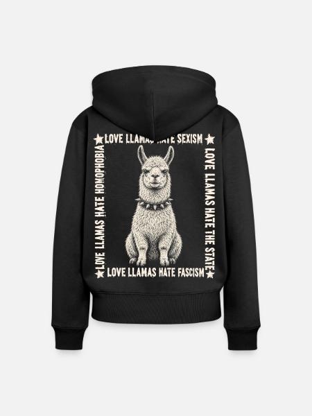 Love Llamas Hate Fascism Shirt - Frauen Premium Bio Zip Hoodie - Schwarz