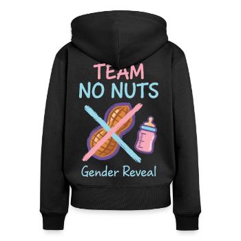 Gender Reveal Team No Nuts Babyparty Mama Papa - Frauen Premium Bio Zip Hoodie - Schwarz - Hinten - Julia (174cm)
