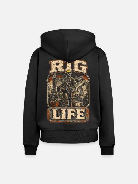 Bohrinsel Ölplattformarbeiter - Frauen Premium Bio Zip Hoodie - Schwarz