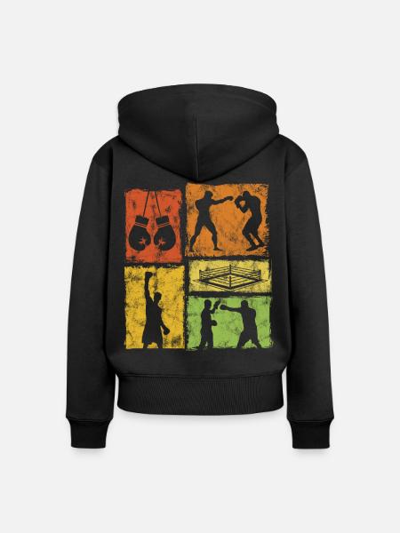 Boxen Retro-Stil Grafik Für Boxprofis - Frauen Premium Bio Zip Hoodie - Schwarz