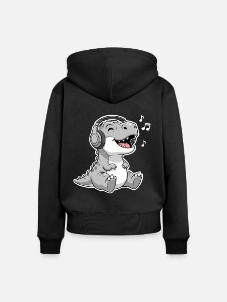 T Rex Musik - Frauen Premium Bio Zip Hoodie - Schwarz