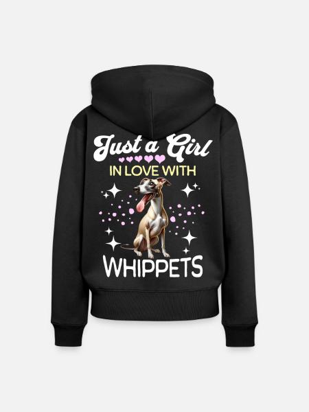 Windhund Mädchen - Frauen Premium Bio Zip Hoodie - Schwarz