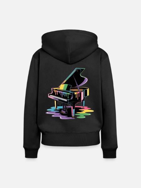 Klavier - Frauen Premium Bio Zip Hoodie - Schwarz