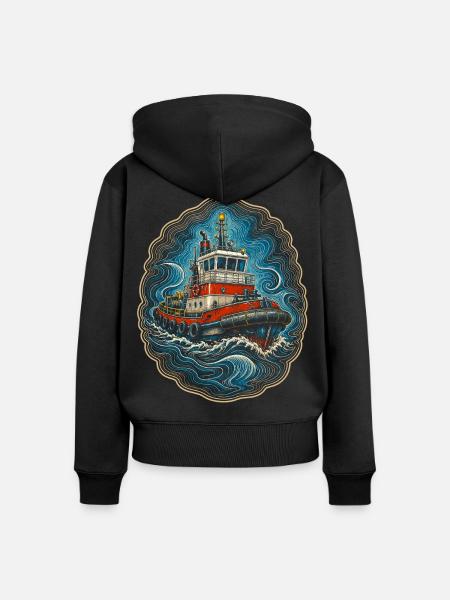 Schleppschiffe Schlepper - Frauen Premium Bio Zip Hoodie - Schwarz